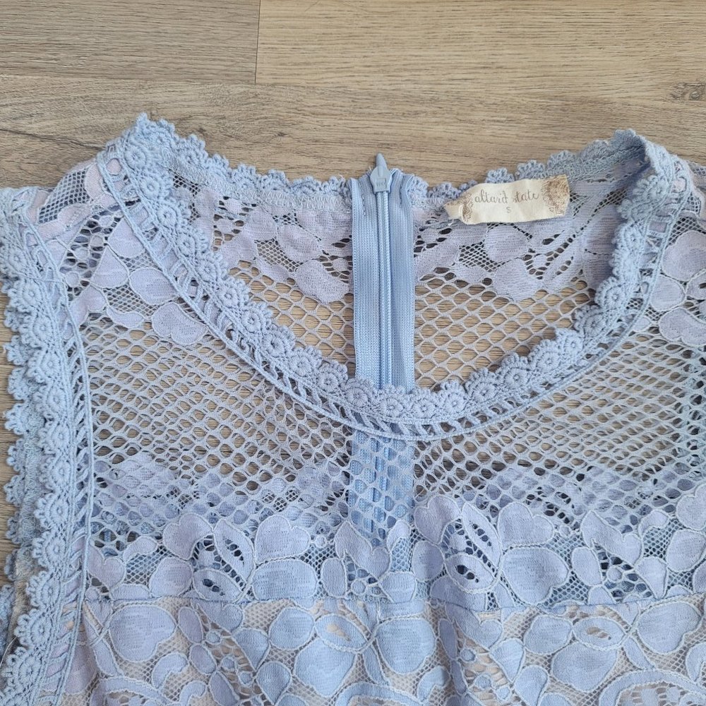 Altar'd State Dress Cream and Blue Lace and Tulle Small - Picture 5 of 7